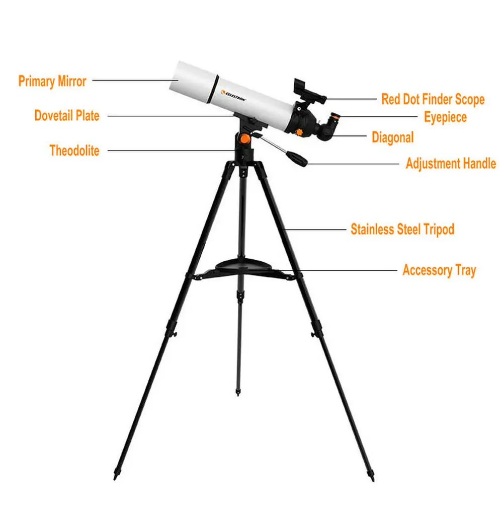 Imagem -06 - Xiaomi-celestron Libra 805az Telescópio Profissional 80 500 mm Refratação hd 80 mm Red Dot Finder para Espaço Lua e Planeta Crianças