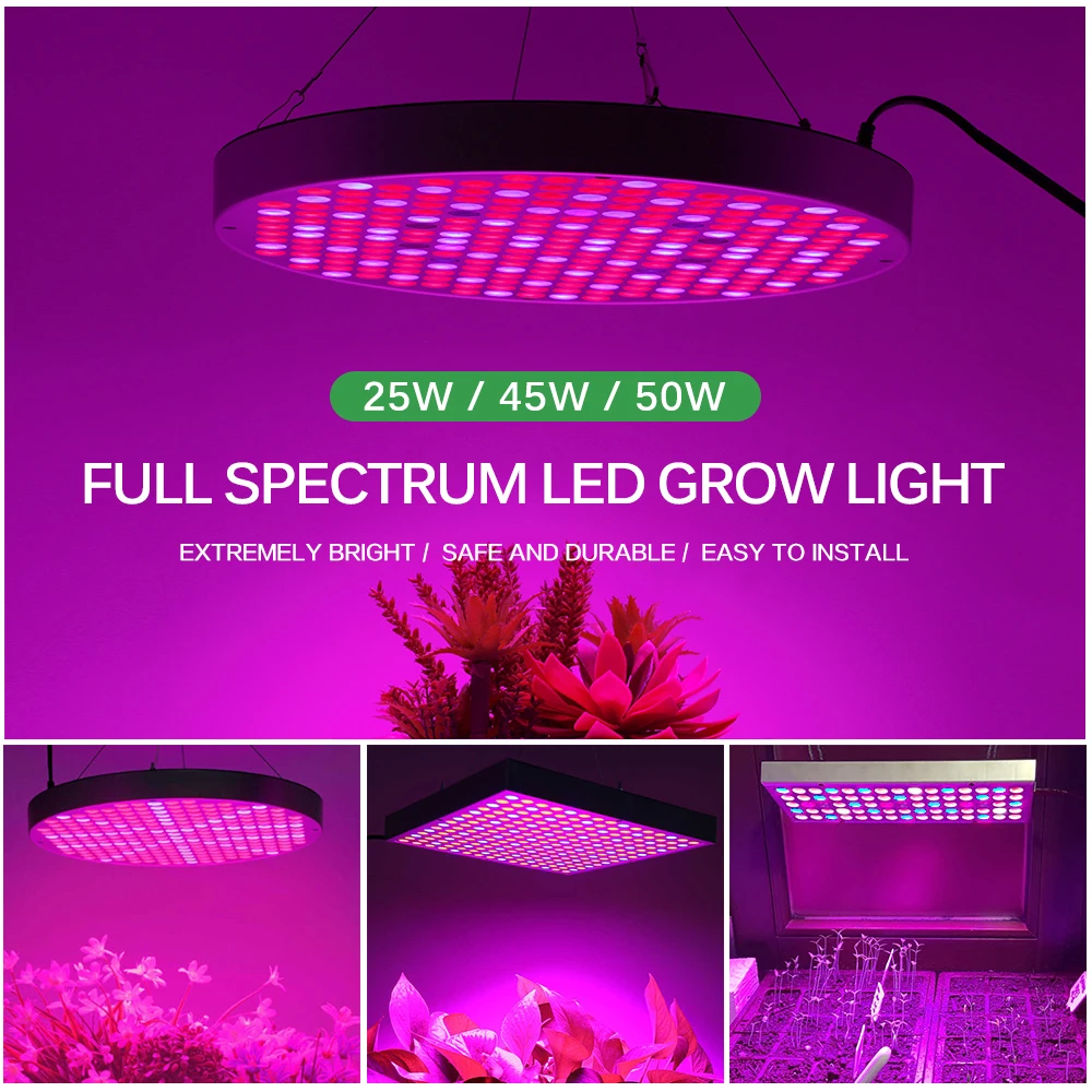 Lampada da coltivazione a LED 25W 45W 50W AC85-265V Illuminazione da coltivazione a spettro completo per piante Fiori Coltivazione di piantine.