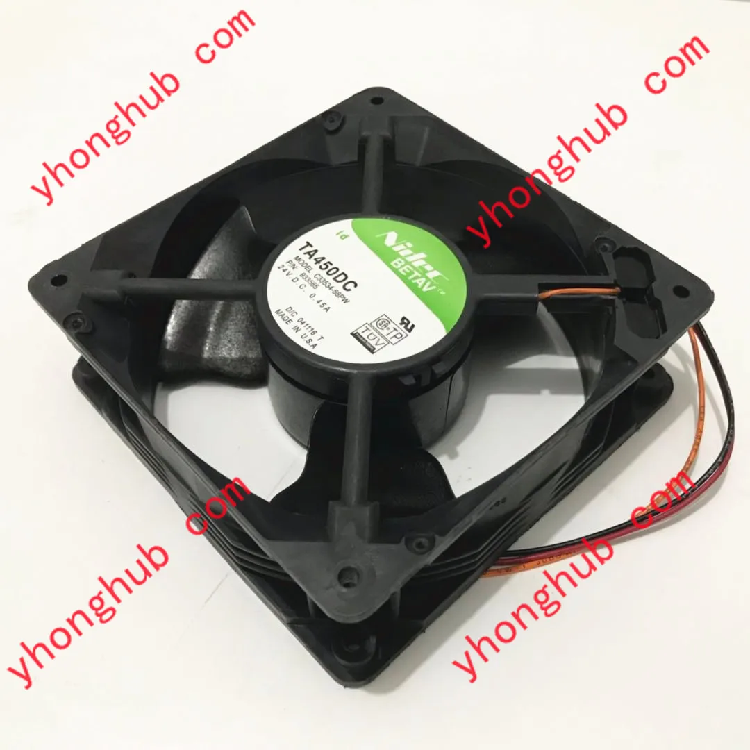 NIDEC TA450DC C33534-58PW P/N:933565 DC 24V 0.45A 3-Wire 120x120x38mm Server Cooling Fan