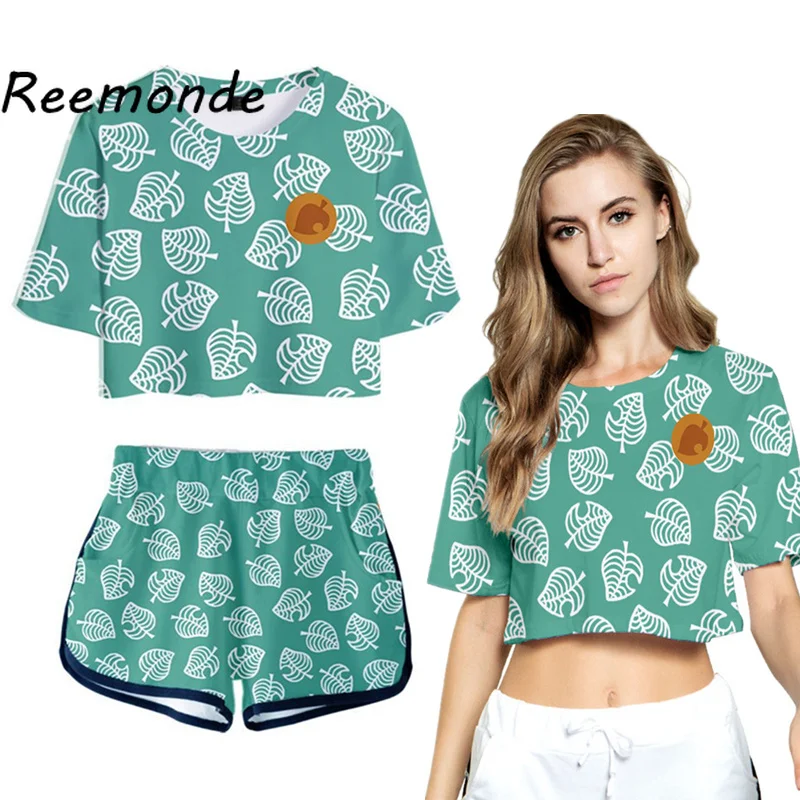 Spiel Animal Crossing Shirt T-Shirt Top Shorts Anzüge Cosplay Kostüm Frauen Sets Neue Horizonte Sport Kurzarm Tees Mädchen