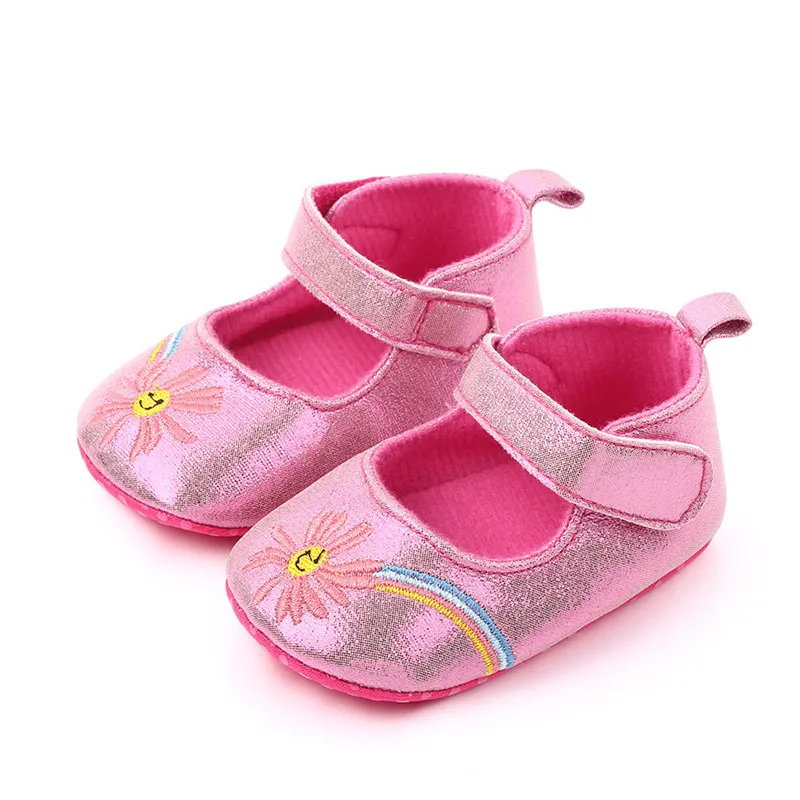 2021 New Baby Shoes Lovely Flower Infant PU First Walkers Soft Crib Shoes Antislip Newborn Girls Princess Shoes