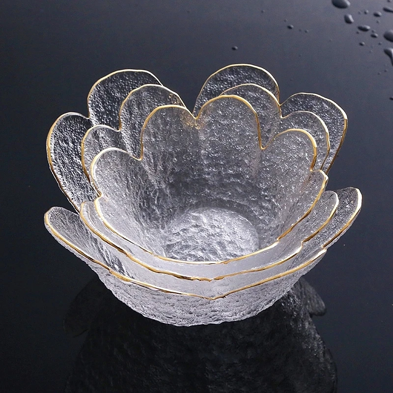 

3pcs/Set Petal Shaped Glass Serving Bowl Decorative Glass Leaf Snack Bowl Sago Pudding Tableware Oatmeal Vessel Sauce Flavoring