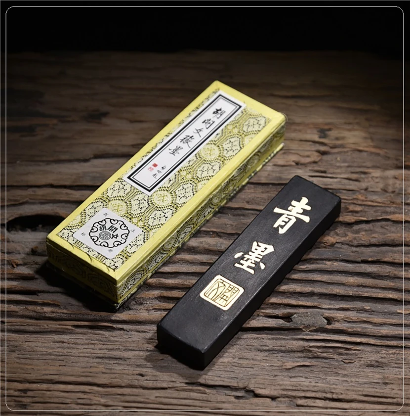 Chinese Traditional Solid Ink Stick Water Brush Calligraphy Sumi-e Painting Hukaiwen Inkstick Qing Writing Inkermo