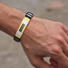 Men's Stainless Steel Black Wristband #5