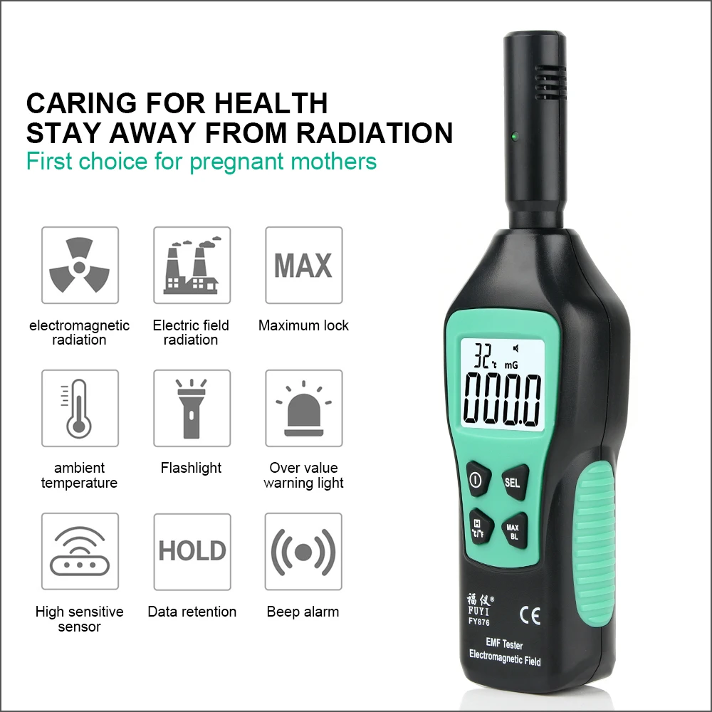 RZ EMF متر كاشف إشعاع المنزلية المحمولة الرقمية 5HZ-3500MHz 3 في 1 المجال الكهرومغناطيسي متر للمنزل مكتب