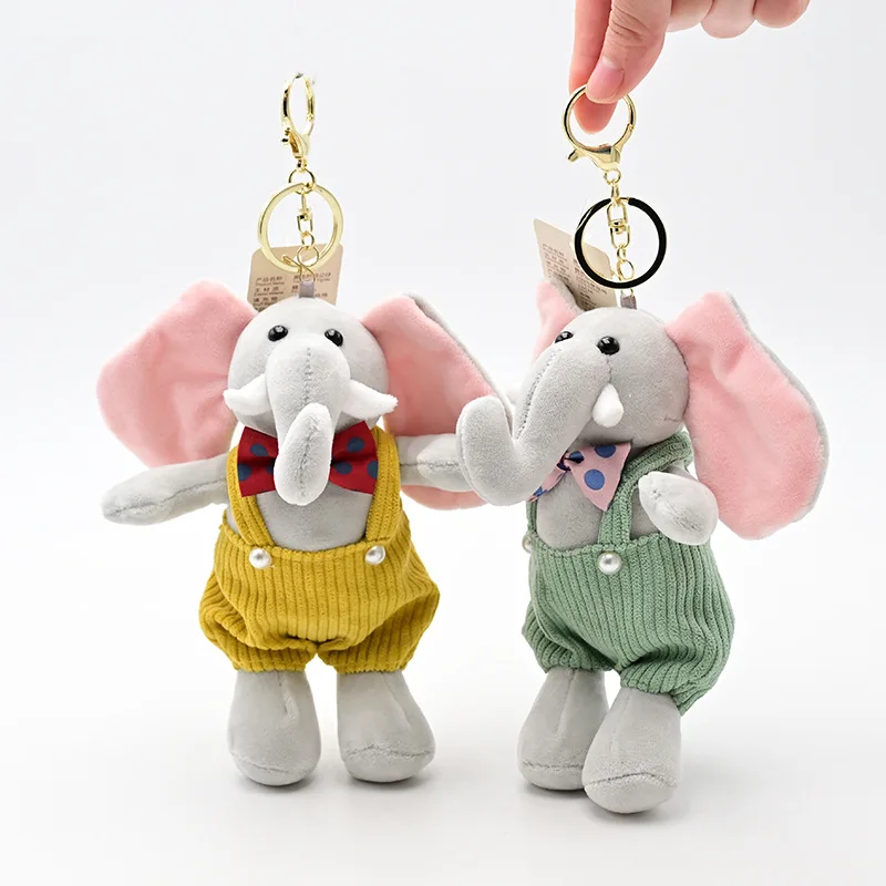 new Creative cartoon Suspender pants  elephant fragrance plush tide toy key ring doll pendant car decorate couple  birthday gift