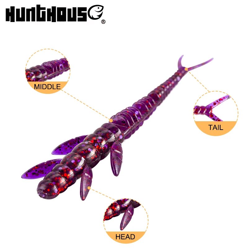 Hunthouse Larva Worm Fishing Soft Lure Flit 50mm/0.6g 10 Pcs/Bag Graded Bouncing Twitching Bottom Swimbait For Freshwater LW245