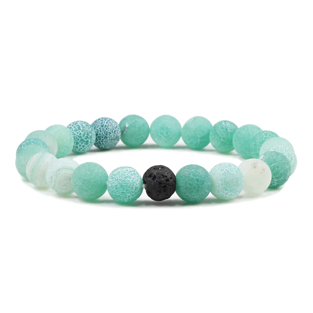 1-2PCS Natural Lava Stone Beaded Bracelets Set