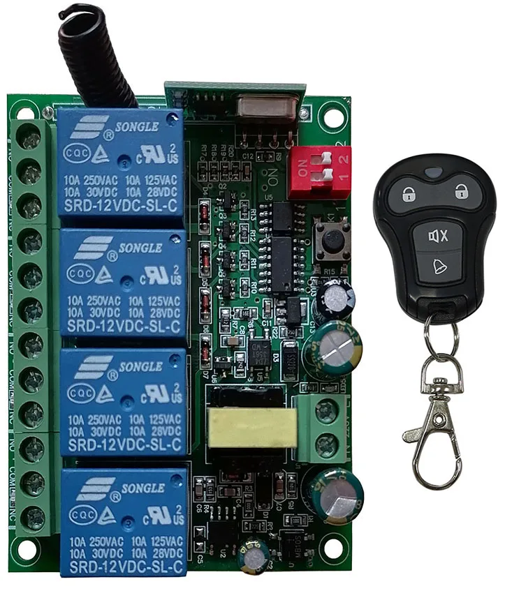 범용 무선 리모컨 릴레이 리시버 모듈 RF 스위치, 게이트 차고 오프너용, AC 110V, 220V, 230V, 4CH, 4 CH, 10A, 433 MHZ