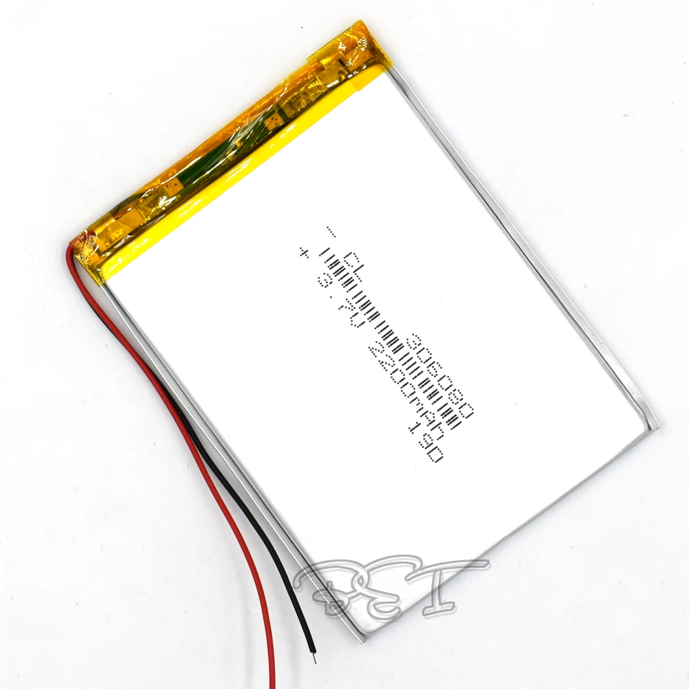Bateria de íon de lítio recarregável, 2200mah 306080 polímero, 3.7v li-ion para gps telefone celular alto-falantes mp3 mp4 navegador câmera