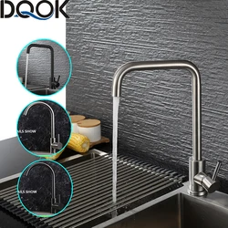 Dqok Zwart Keuken Kranen Rvs Keuken Mixer Enkel Handvat Enkel Gat Keukenkraan Geborsteld Nickle Mixer Sink Tap