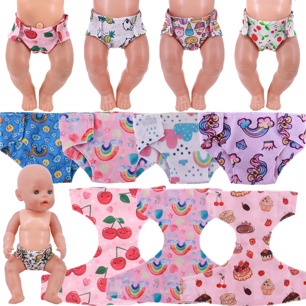 Doll Diapers Cute Underwear Desser Fruit Print For 18 Inch American Doll Girls&43cm Baby Reborn,Our Generation,Accessories Panty