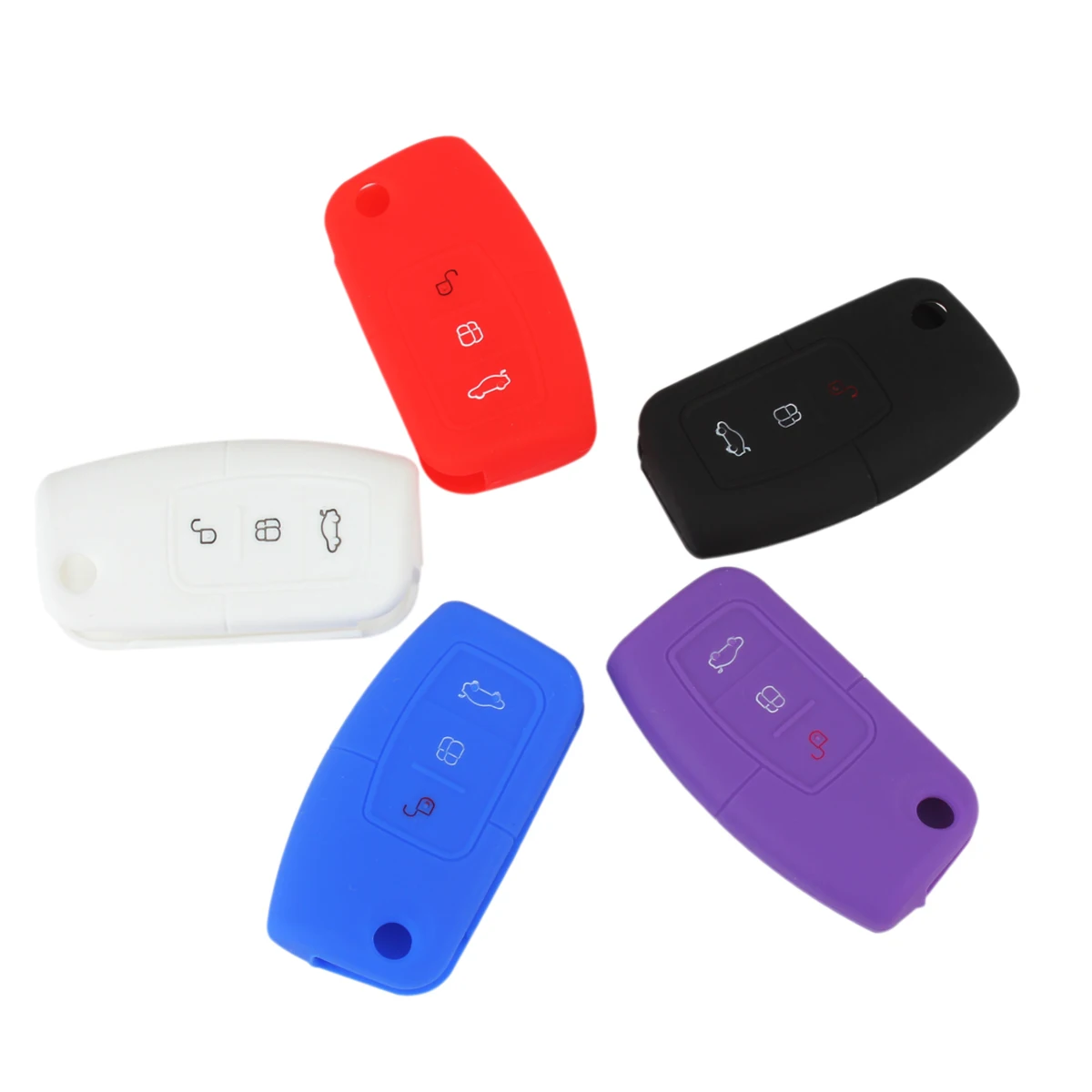 

3 Buttons Silicone Remote Car Key Case Flip Folding Key Cover Keyless Entry Transmitter Remote Case for Ford Fiesta