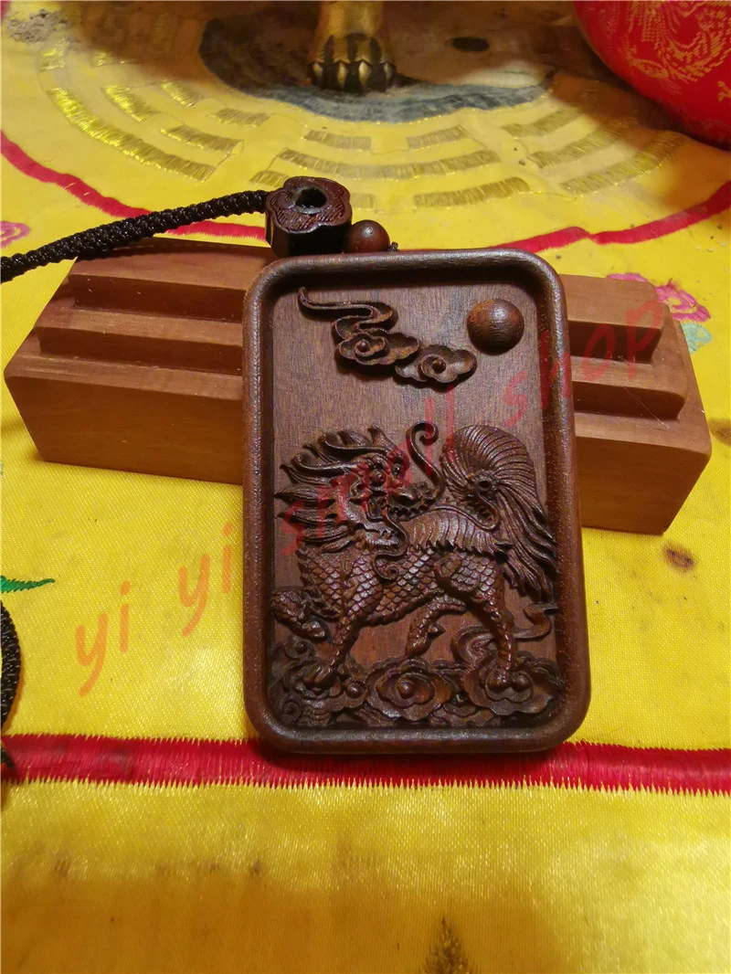 Taoist Supplies, Lightning strike, Jujube Wood Pendant, Exquisite Carving Kirin Tag, Taoist Carry Tag, Handicrafts and Magic Too