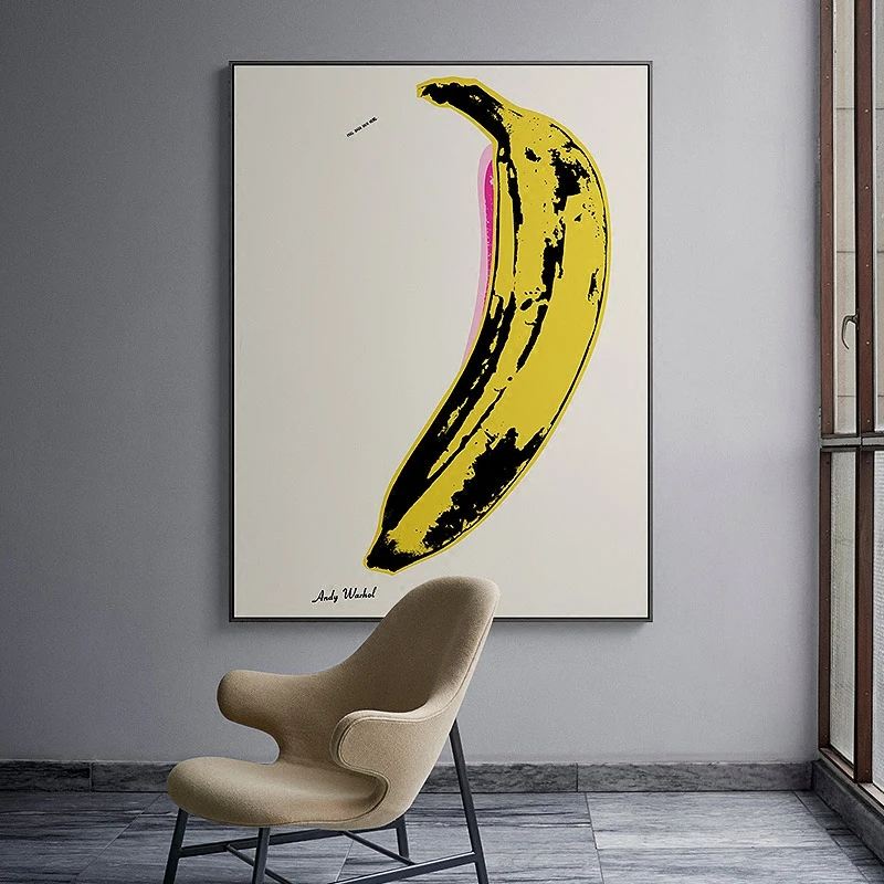 Pintura en lienzo dibujada a mano Andy Warhol, estampado de plátano, póster artístico de pared, imagen decorativa de cocina para decoración del hogar y la sala de estar