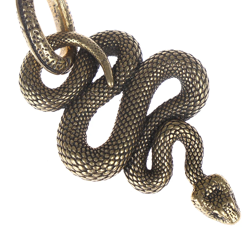 1pc Fashion Brass Metal Snake Shape Keychain Handmade Key Chain Snake Key Ring Handbag Pendant