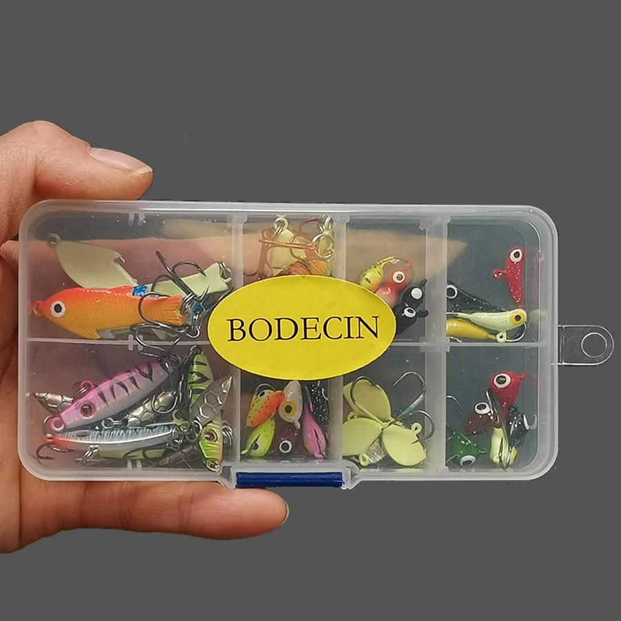 36PC Hard/Spinner/Artificial Bait Kit Winter/Ice Fishing Lure/Hook/Tackle/Balancer Wobbler For Pike Walleye Perch Leurre For Jig