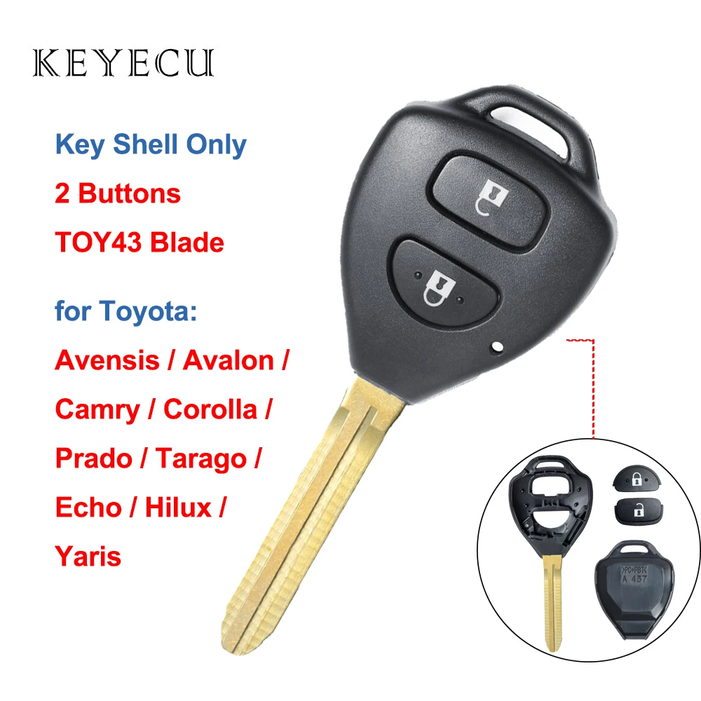 

Remote Key Fob Shell Case Replacement 2 Buttons for Toyota Avensis Avalon Camry Corolla Echo Hilux Prado Tarago Yaris - TOY43