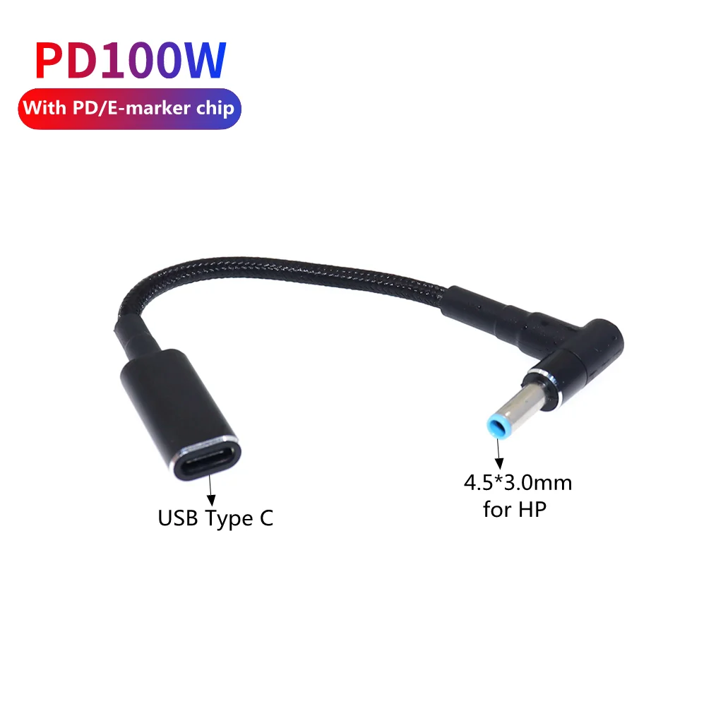 Typ C do 4.5x3.0mm konwerter wtyczki 100W USB C PD kabel szybkiego ładowania do HP / Dell ładowarka do laptopa DC 4.5*3.0