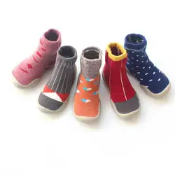 Chaussons anti-aldes pour enfants, chaussette de sol en coton, semelle en caoutchouc, dessin animé, chaussons d'intérieur pour bébé, nouveau-né, garçon, fille