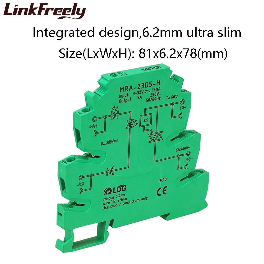 MRA-23D5-H 5A SSR Solid State Relay Module For Home Automation LED lamp In: 3V 5V 12V 24V DC  AC Interface Voltage Relay Module