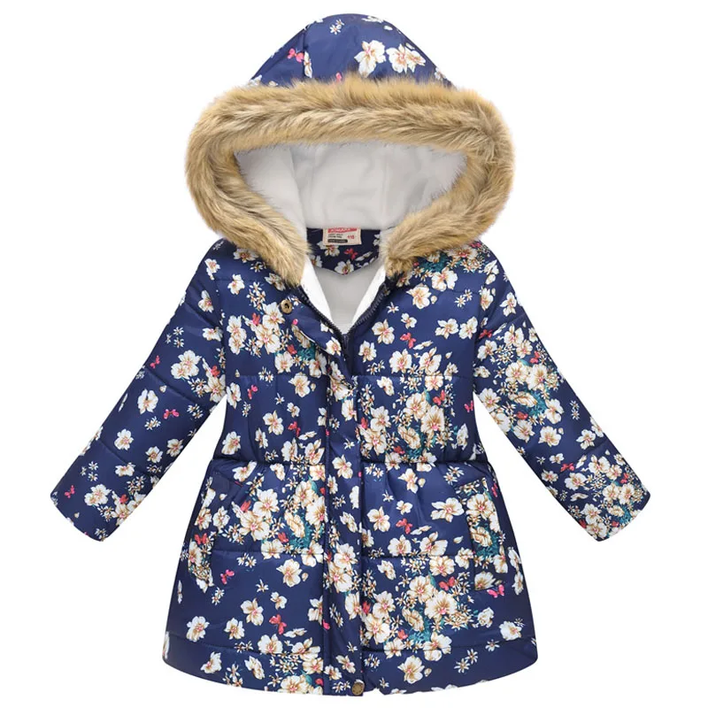 Baby Girls Jacket for Cold Winter Baby Warm Outerwear With Fake Fur Clothing Children Kids Snowsuit Cotton Padded Jacket Parka