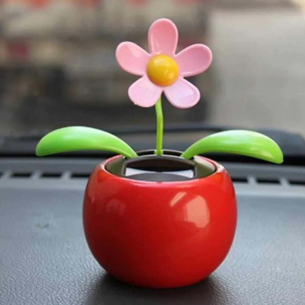 Creative Solar Powered Dancing Flower Swinging Toy Auto Funny Electric Toys Car Accessories Balcony Decoration Gifts For Friend