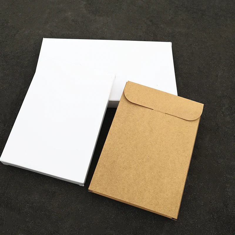 Blank Kraft Paper Box, Envelope Photo Gift Boxes, Wedding Postcard, Stationery Packaging Box, Cosmetics Package, 50Pcs