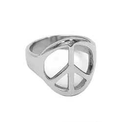 Fashion Peace Ring Stainless Steel Jewelry Classic Silver Color World Peace Sign Biker Men Women Rings Wholesale
