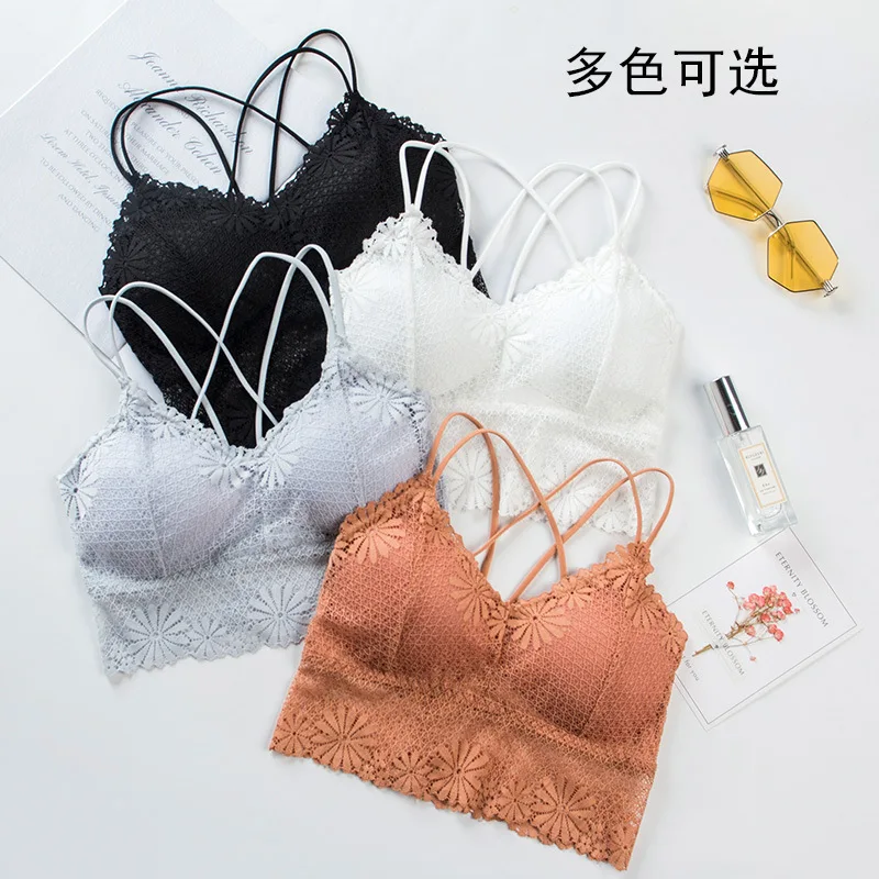 3D Sexy lace girl Lingerie Seamless vest Sport Bra Backless Strapless Top Bra Push Up Bralette Brassiere Women Underwear wrapped