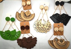 6pairs/lot !!Newest Drop Wooden Earrings can mixed 6 designs