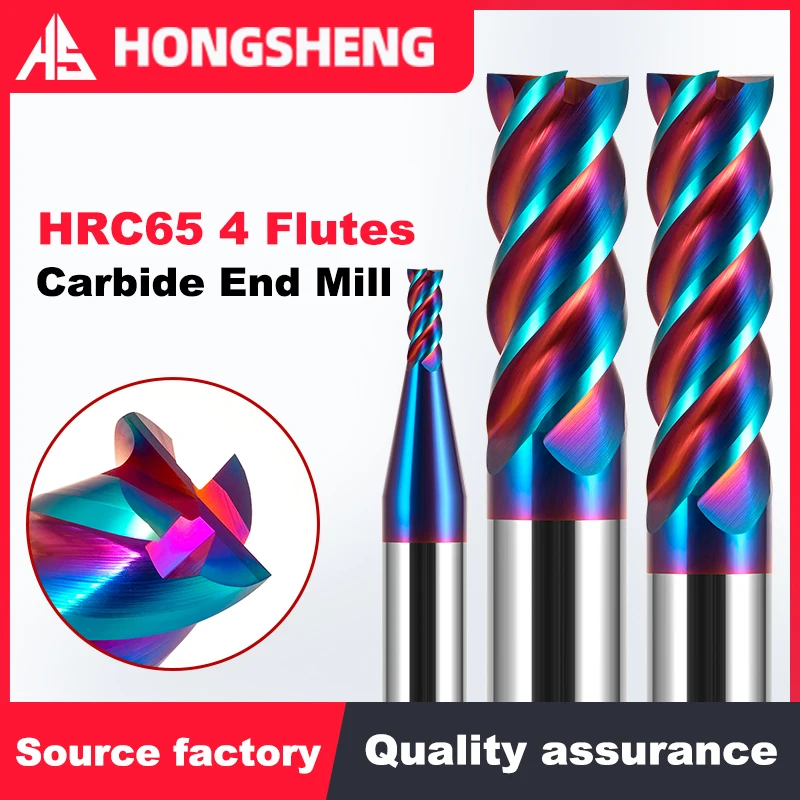 HRC65 CNC Carbide End Mills 4 Flute Tungsten Machine Milling Cutter Tools Face Router Bit Me Carbide Millingtal Key Seat