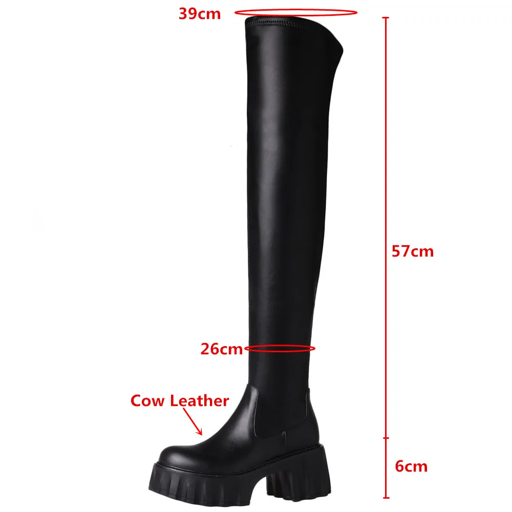 MILI-MIYA Women 2022 New Over The Knee Boots Genuine Leather Thick High Heels Platform Autumn Winter Zip Dress Shoes Big Size 41