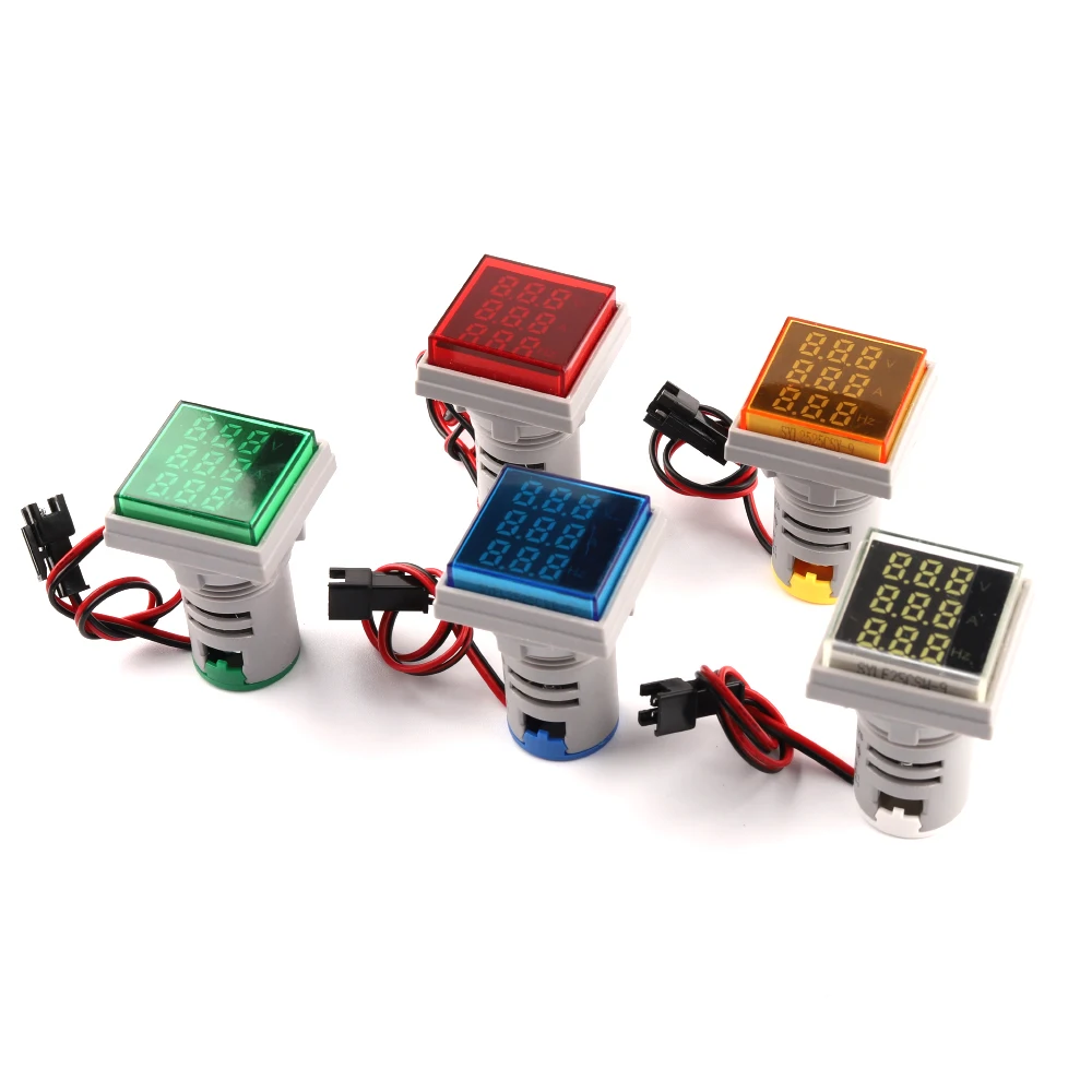 

Square Digital Voltmeter Ammeter Hertz 22mm AC50-500V 0-100A 0-99Hz Amp Volt Hertz Voltage Tester Meter LED Pilot Lamp Light
