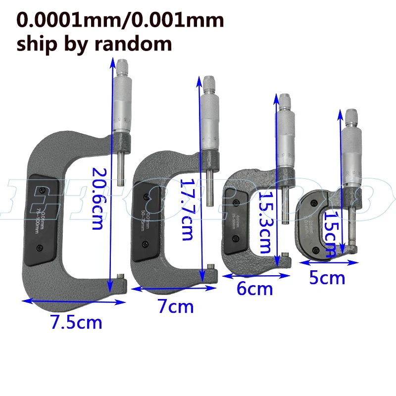 0-100mm Outside Micrometer 0-25mm 25-50mm 50-75mm 75-100mm 0.01mm thickness Gauge Vernier Caliper Measuring Tool