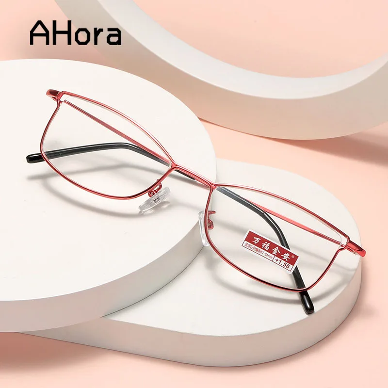 

Ahora Lady's Alloy Cat Eyes Reading Glasses Ultralight Prebyopia Eyeglasses For Women +1.0+1.5+2.0+2.5+3.0+3.5+4.0 New2022