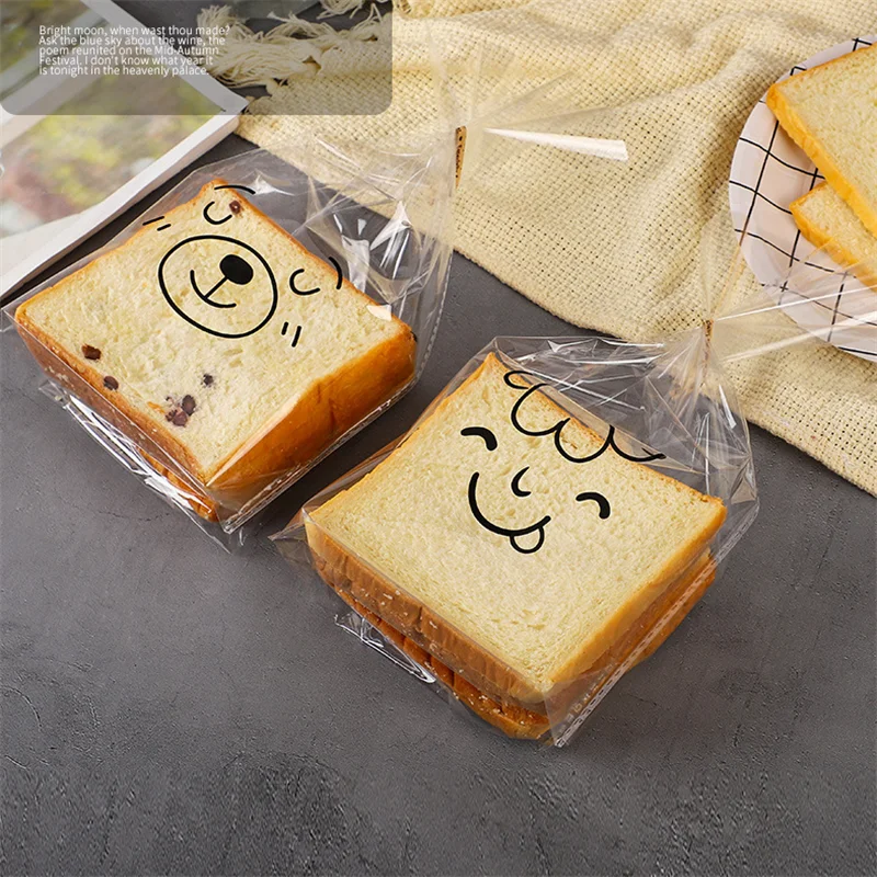 50–100 Stück klare, transparente Brotbeutel, Toast-Kuchen, bedruckt, Snack, Brot, Café, Lebensmittelverpackung – Detail 8