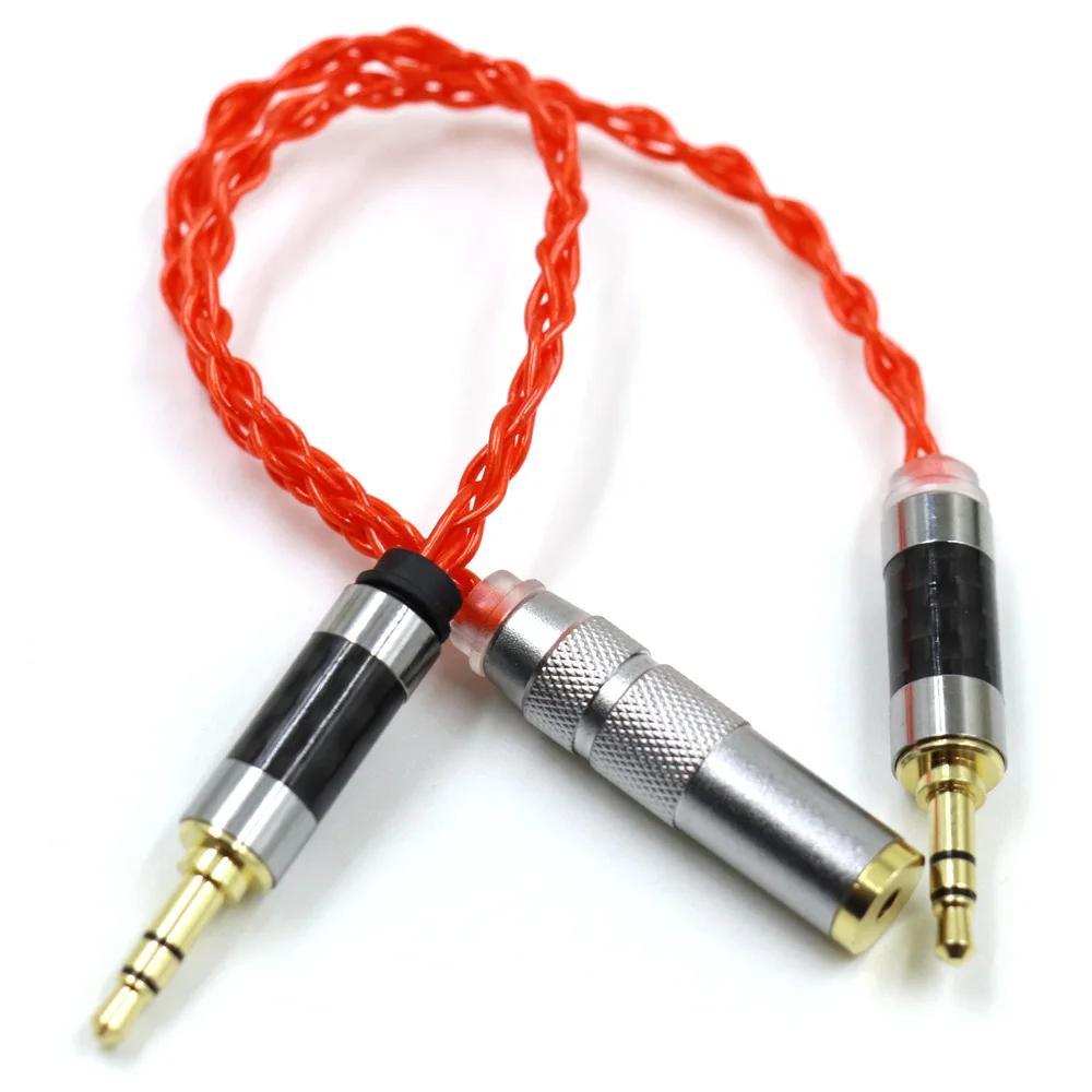 TOP-HiFi-Cable adaptador macho a hembra balanceado, adaptador de 10cm, UP-OCC, individual, plateado, cristal, 2x3,5mm, 4,4mm, naranja, para PHA-3 Pono Player