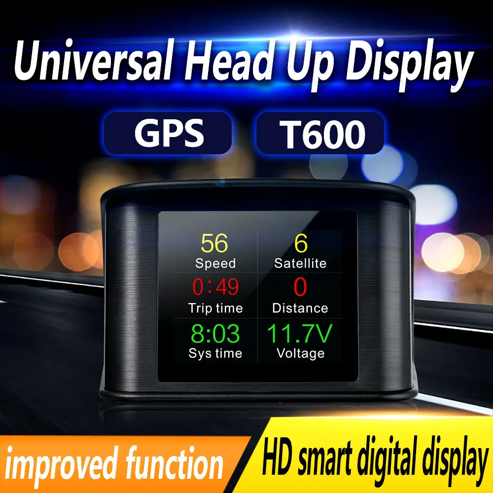 

Car HUD Head Up Display Universal OBD2 GPS Head-Up Speed Projector Safe Driving System Security Alarm Water temp Overspeed RPM