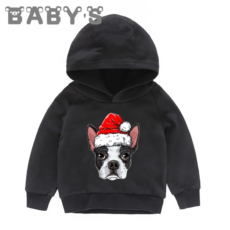 Children Hooded Hoodies Kids Christmas Dog Sweatshirts Baby Pullover Tops Girls Boys Pug/Franch Bulldog/Husky Clothes,KMT5334