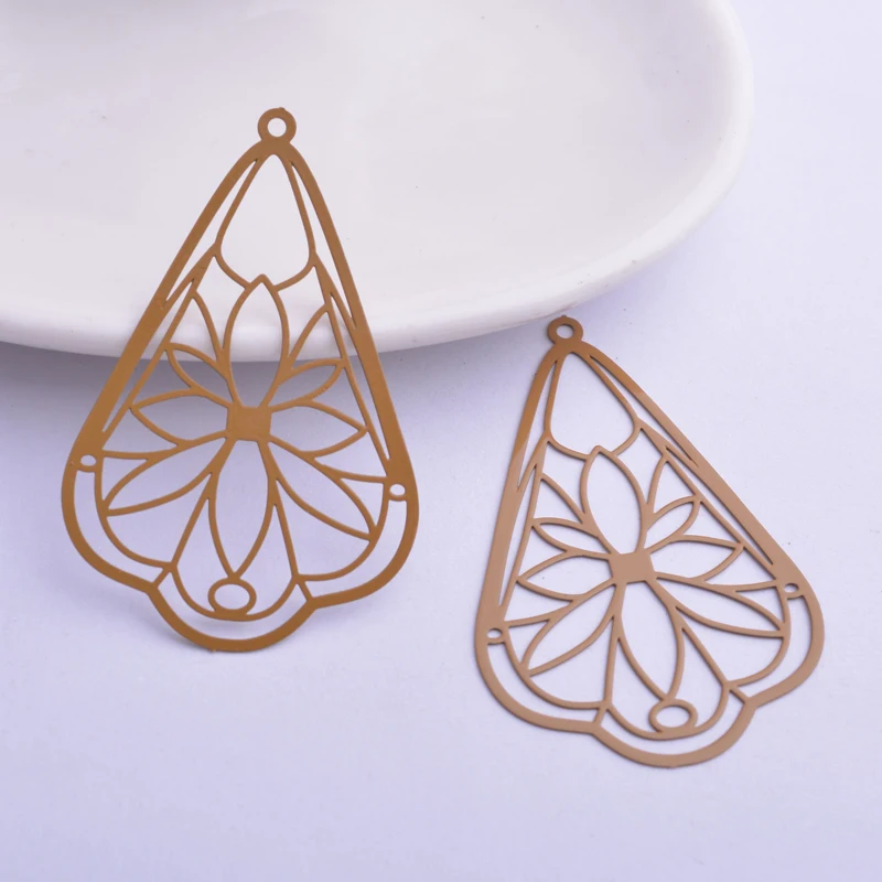 30 Stück AB6265 30*50mm Filigrane Blumenanhänger DIY Ohrring Anhänger Hängender Schmuck Dekoration – Detail 8