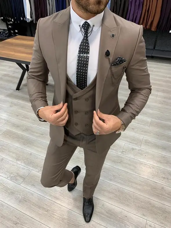 Handsome Mens Mantel Hosen Anzüge Nach Maß Zwei Taste Hochzeit Zugeschnitten Party Prom Business Blazer 3 Stück