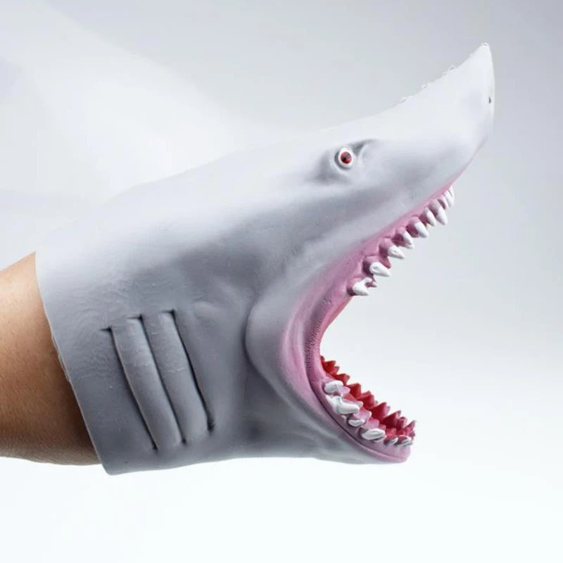 1 Pc Shark Hand Puppet TPR Gray Shark Hand Puppet Glove Telling Story Doll Props Kids Toy Model Gifts