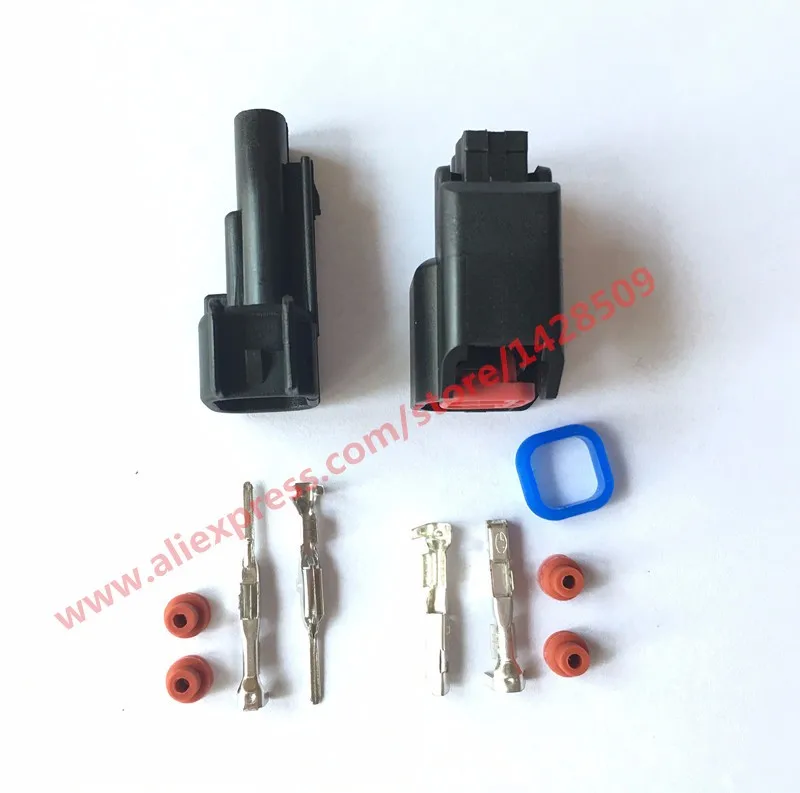 1 Set Delphi 2 Pin Female And Male  EV6 Fuel Injector Electrical Connector Plug