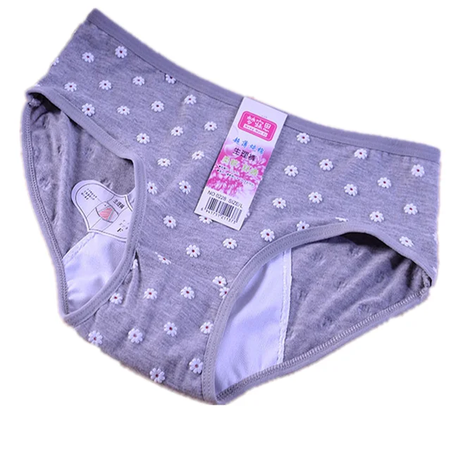 Bragas menstruales para chica grande lenceria fisiologica Floral a prueba de fugas ensanchada ropa interior femenina AliExpress