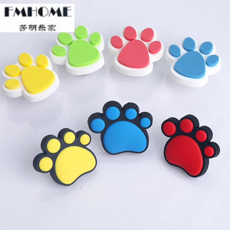 

Creative cartoon environmentally friendly soft rubber kids knob color silicone footprints drawer shoe cabinet cupboard handle