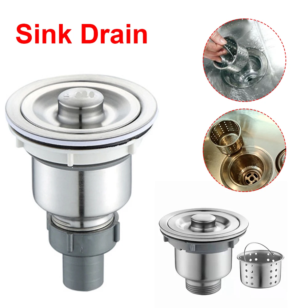 

Stainless Steel Kitchen Sink Drain Assembly Waste Strainer and Basket Strainer Stopper Waste Plug Sink Filter Kitchen Accessory