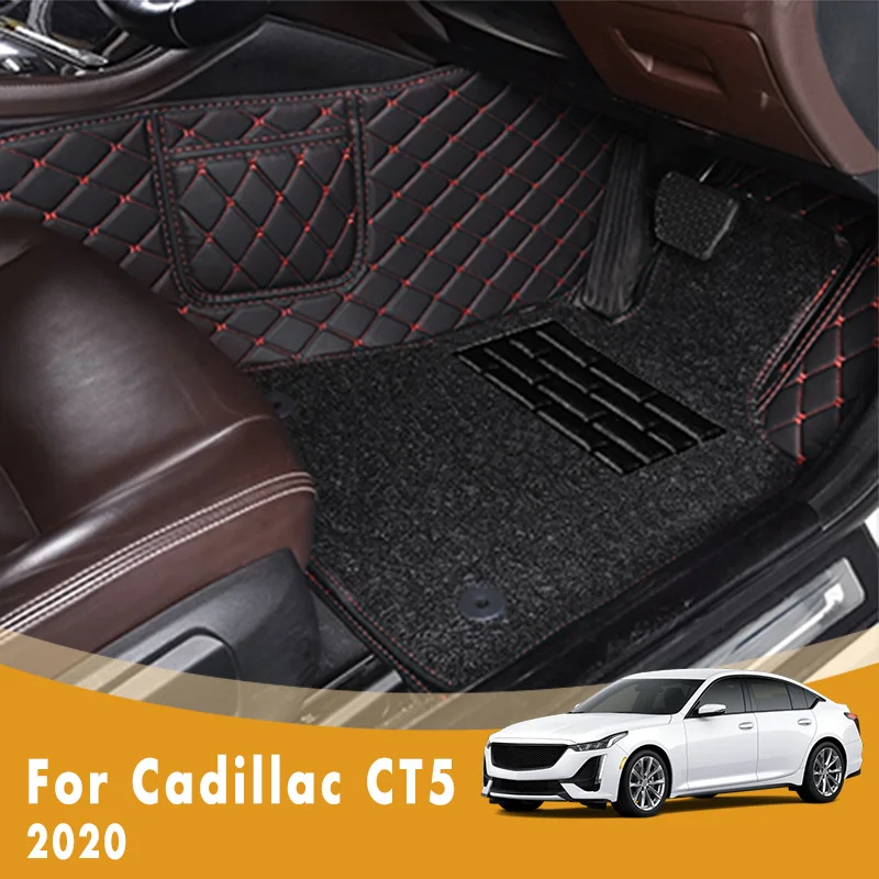 

RHD Luxury Double Layer Wire Loop Car Floor Mats For Cadillac CT5 2020 Custom Auto Foot Pads Automobile carpet covers Rugs