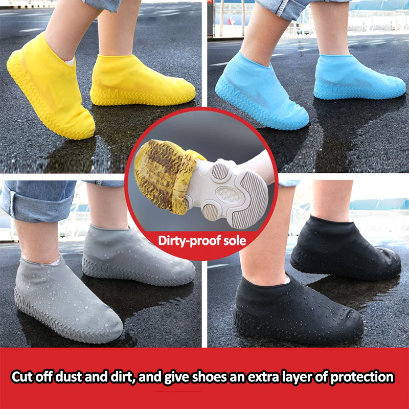 Waterproof Rain Shoes Cover Traveling Outdoor Portable Reusable Rubber Non-slip Rain Boot Overshoes Unisex Shoes Accessories