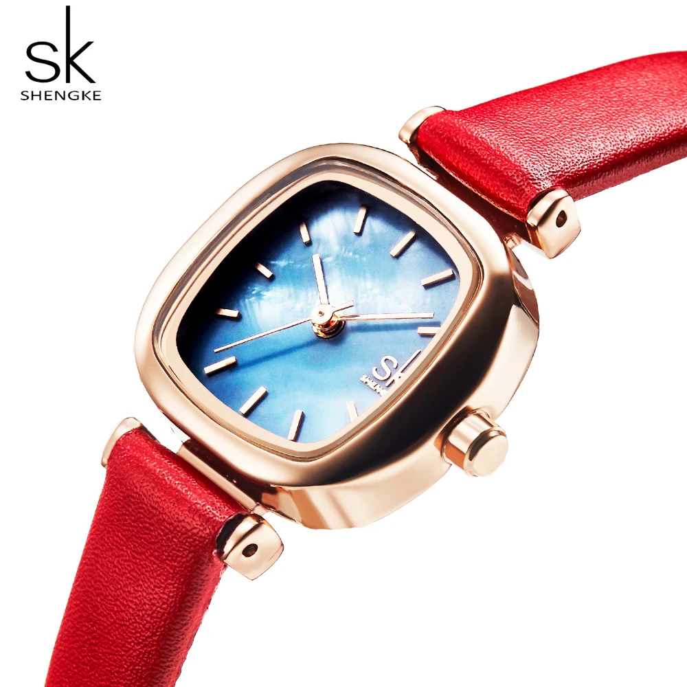 Shengke SK Casual Women\'s Watches Leather Ladies Watch Women Clock Quartz Wrist Watch Relogio Feminino Bayan Kol Saati Gift